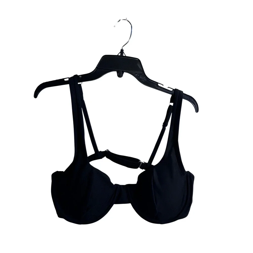 Time and Tru Underwire Bikini Top L 12-14 Black Adjustable Swim Top Womens